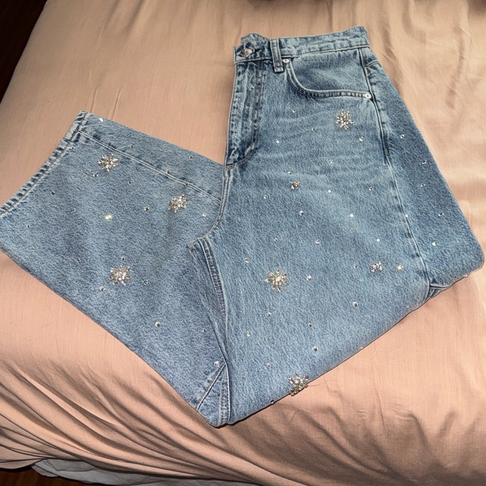 Rag & Bone Women's Charlie Embellished High-Rise Ankle Barrel Jeans - Bond Jewel - Picture 9 of 16